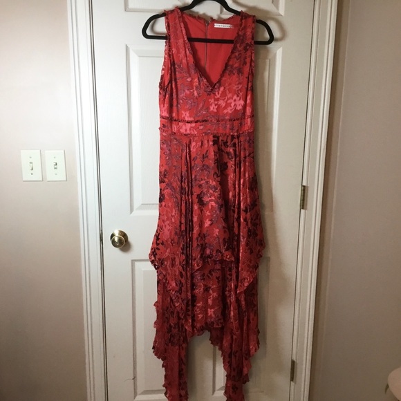 Alice + Olivia Sleeveless Silk Blend Floral Ruffled Dress - 4 - Picture 5 of 11